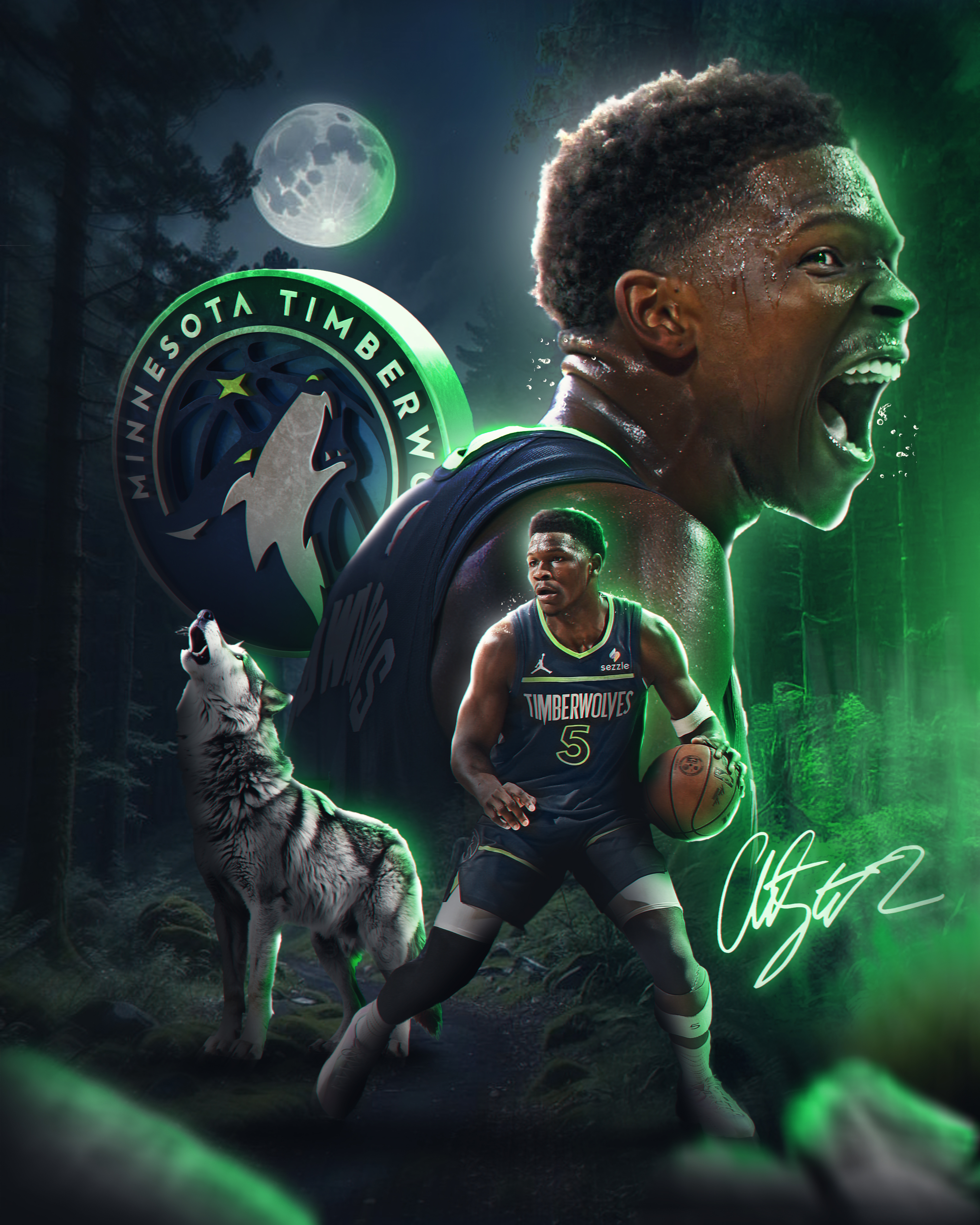 Anthony Edwards Timberwolves sports poster